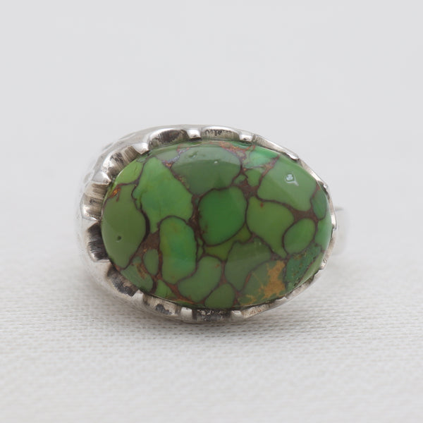 Green Copper Turquoise Sterling Silver Rings