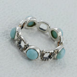 Sky Blue Larimar Gemstone 925 Sterling Silver Ring