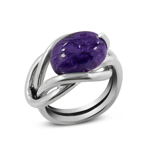 Rainbow Moonstone Silver Ring