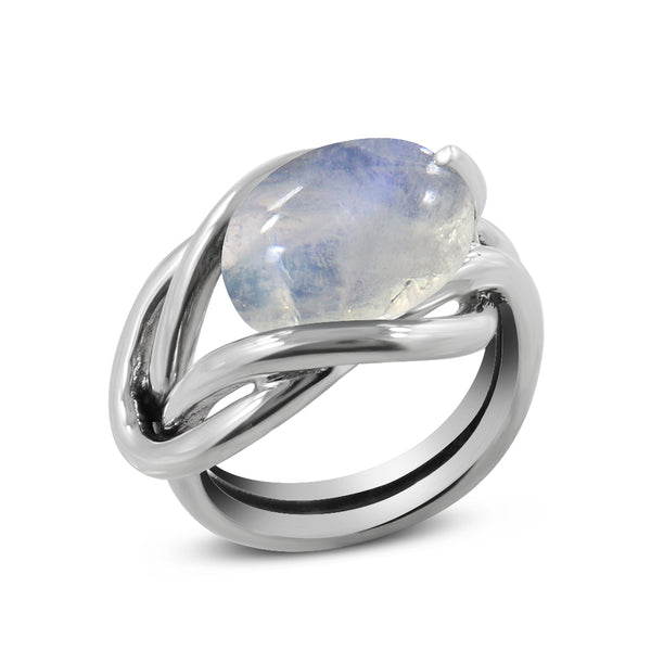 Rainbow Moonstone Silver Ring