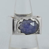 Blue Larimar Gemstone Square Band Silver Ring