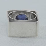 Blue Larimar Gemstone Square Band Silver Ring