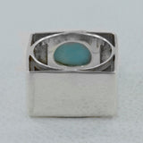 Blue Larimar Gemstone Square Band Silver Ring