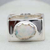 Blue Larimar Gemstone Square Band Silver Ring