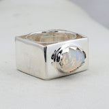 Blue Larimar Gemstone Square Band Silver Ring