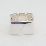 Blue Larimar Gemstone Square Band Silver Ring