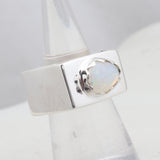 Blue Larimar Gemstone Square Band Silver Ring