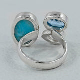 Larimar, Blue Topaz, Crystal Gemstone Ring