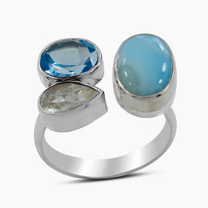 925 Sterling Silver Larimar Rings