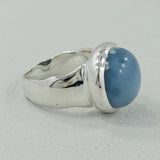 Blue Opal Gemstone Unisex Silver Ring