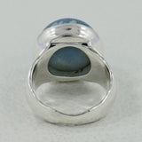 Blue Opal Gemstone Unisex Silver Ring