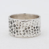 Hammered Texture Silver Wide Band Rings