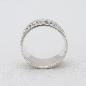 Hammered Texture Silver Wide Band Rings
