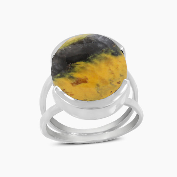 Mustard Jasper Silver Rings