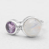 Rainbow Moonstone Silver Rings