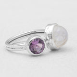 Rainbow Moonstone Silver Rings