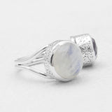 Rainbow Moonstone Silver Rings