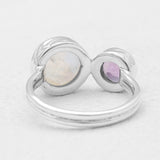 Rainbow Moonstone Silver Rings