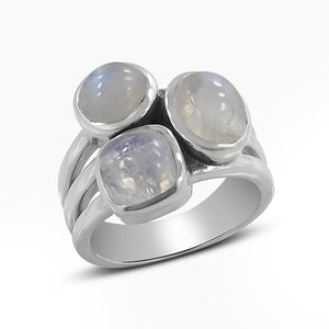 Rainbow Moonstone Silver Rings