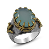 Blue Larimar Gemstone Mens Ring