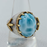 Blue Larimar Gemstone Mens Ring