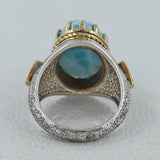 Blue Larimar Gemstone Mens Ring