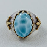 Blue Larimar Gemstone Mens Ring