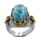 Blue Larimar Gemstone Mens Ring