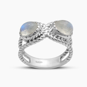Rainbow Moonstone Silver Rings