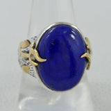 Lapis Lazuli Mens Ring in 925 Sterling Silver with Gold Plating