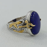 Lapis Lazuli Mens Ring in 925 Sterling Silver with Gold Plating