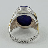 Lapis Lazuli Mens Ring in 925 Sterling Silver with Gold Plating