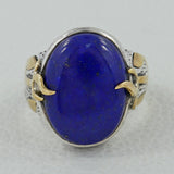 Lapis Lazuli Mens Ring in 925 Sterling Silver with Gold Plating