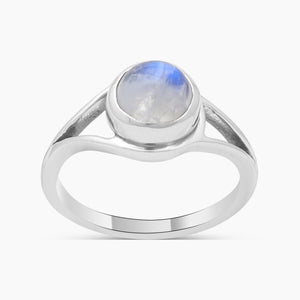 Rainbow Moonstone Silver Rings
