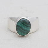 Natural Malachite Silver Rings