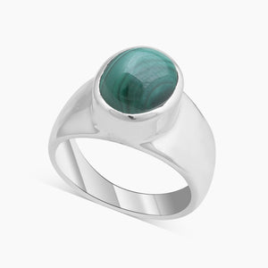 Natural Malachite Silver Rings
