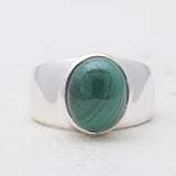 Natural Malachite Silver Rings