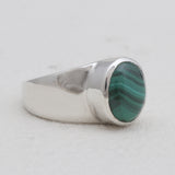 Natural Malachite Silver Rings