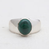Natural Malachite Silver Rings