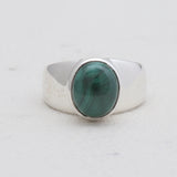 Natural Malachite Silver Rings
