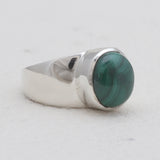 Natural Malachite Silver Rings