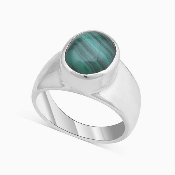 Natural Malachite Silver Rings