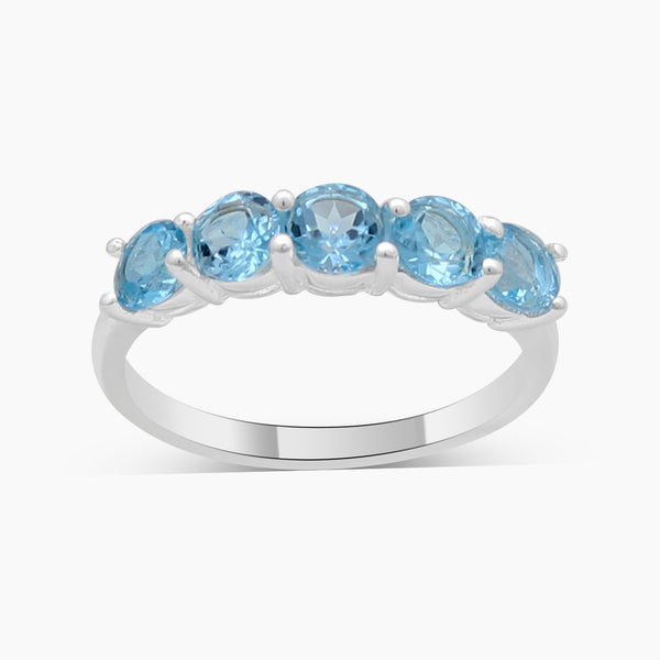 Natural Blue Topaz Silver Rings