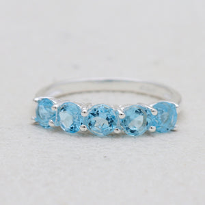 Natural Blue Topaz Silver Rings