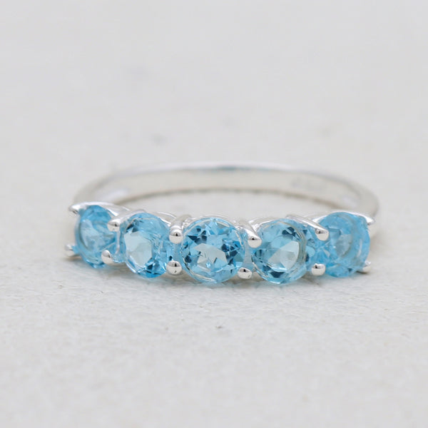 Natural Blue Topaz Silver Rings