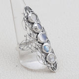 Rainbow Moonstone Silver Ring