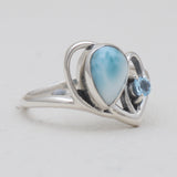 Larimar & Blue Topaz Silver Women Rings