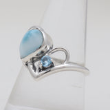Larimar & Blue Topaz Silver Women Rings