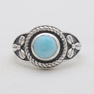 Natural Larimar Silver Designer Rings