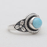 Natural Larimar Silver Designer Rings